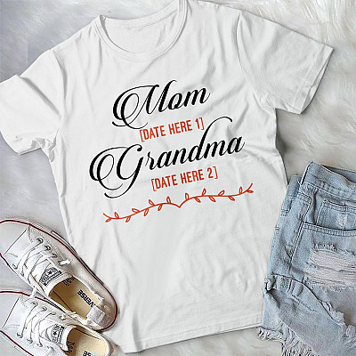 Alternative view of Personalized Mom Est Grandma Est T-Shirt - V-Neck Shirt - Mother's Day Gift