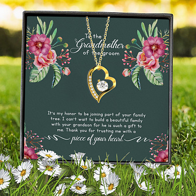 Alternative view of To The Grandmother Of The Groom It's My Honor To Be Joining Part Of Your Family Tree Forever Love Heart Pendant Necklace
