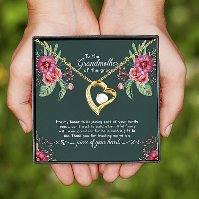 To The Grandmother Of The Groom It's My Honor To Be Joining Part Of Your Family Tree Forever Love Heart Pendant Necklace