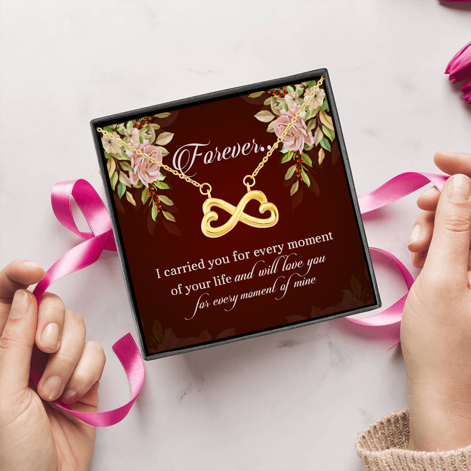 2HP. Carried You Infinity Heart Necklace (Gold) 5