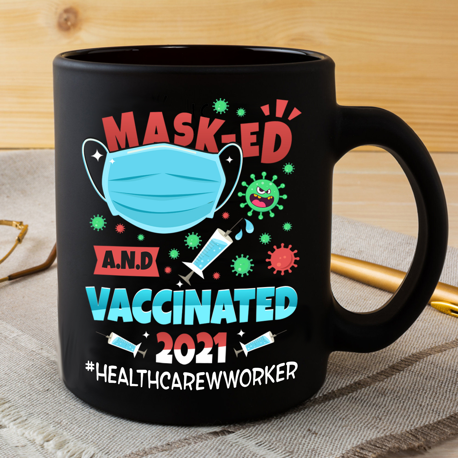 15TR. Masked and vaccinated - (mug)-mk1