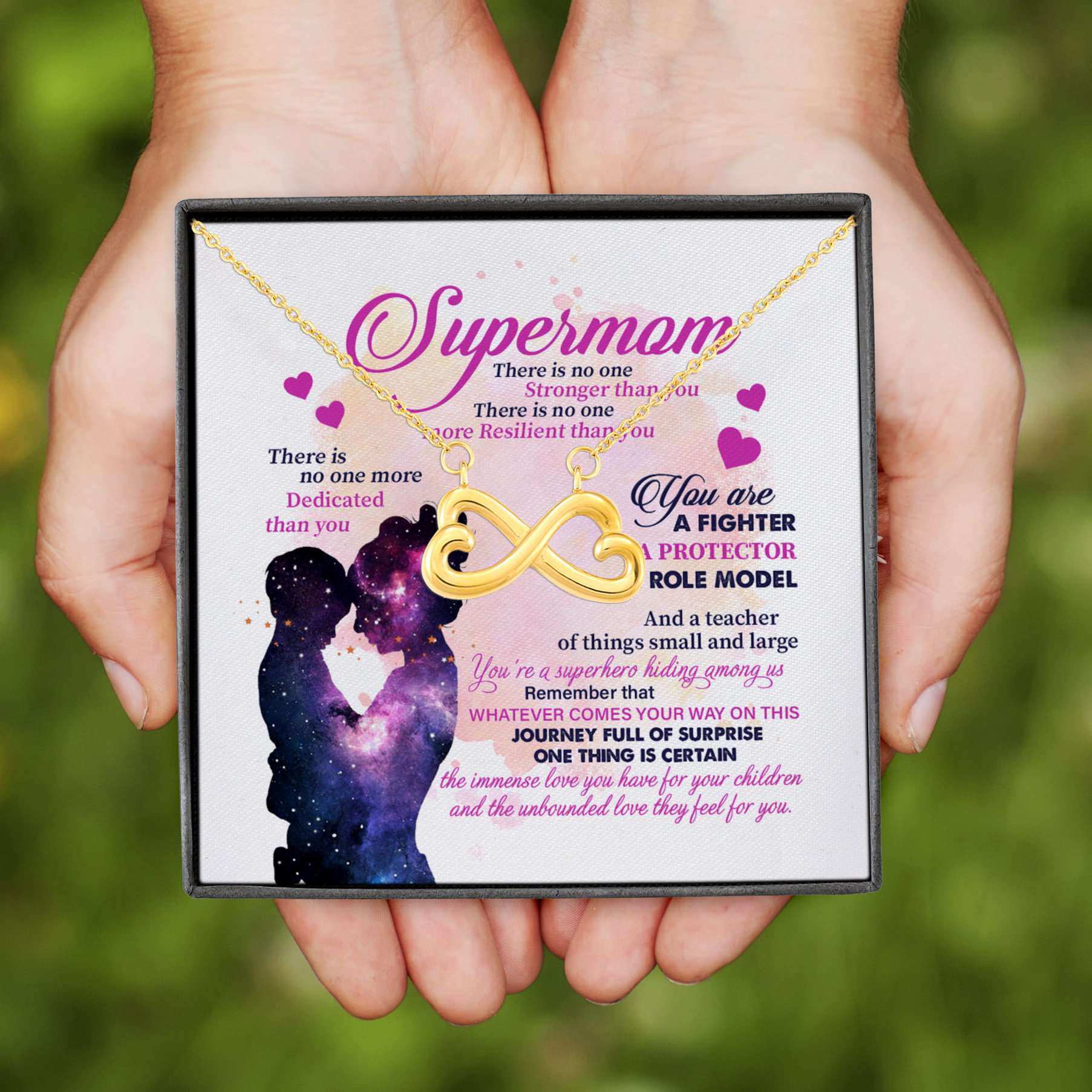 2NH. Supermom (6) Infinity Heart Necklace (Gold)