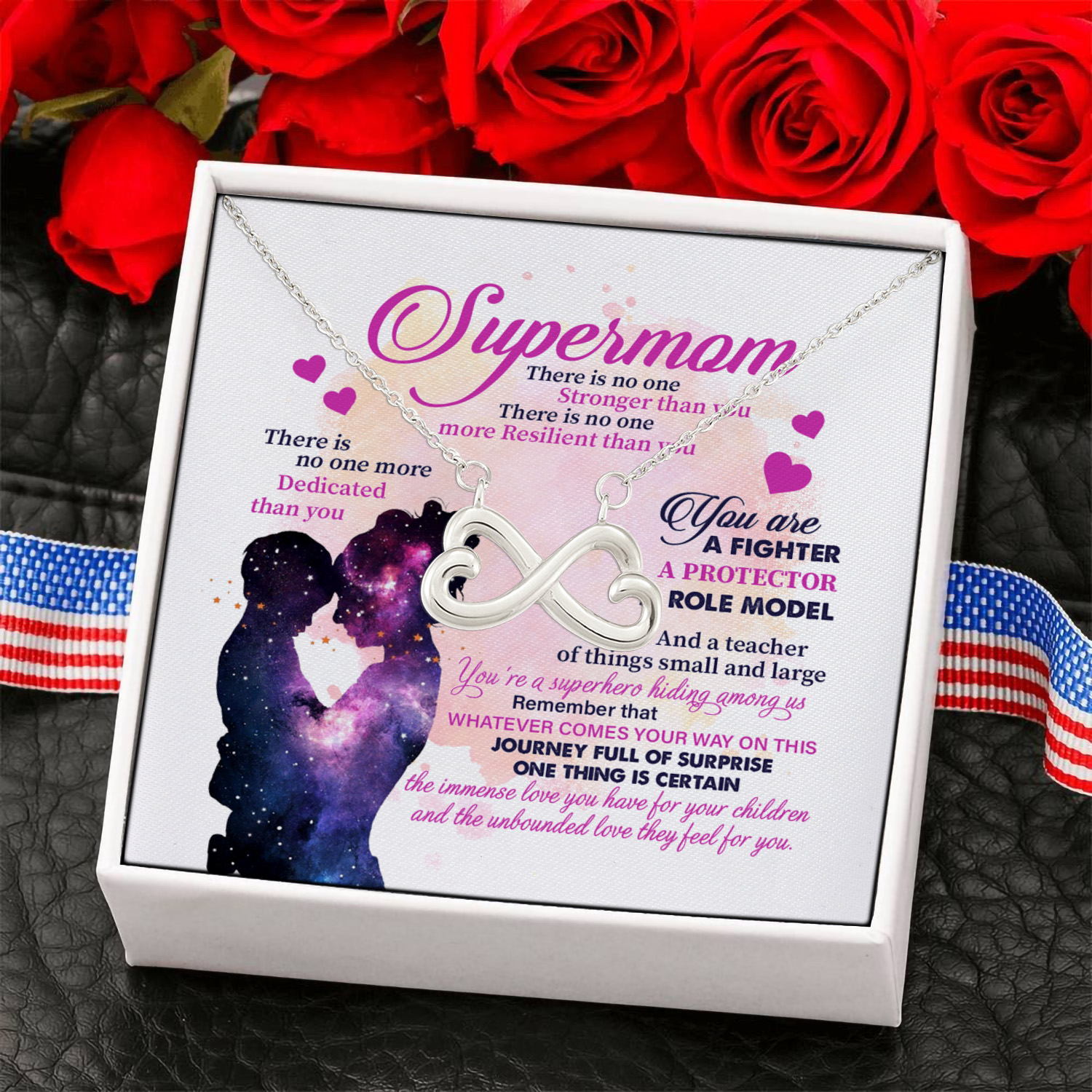 2NH. Supermom (6) Infinity Heart Necklace (Silver) 6