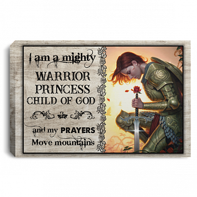 Warrior Princess I Am a Child of God Wrapped Framed Canvas Prints - Unframed Poster - Home Wall Art, White, 0.75'' Framed Canvas