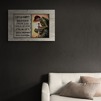 Alternative view of Warrior Princess I Am a Child of God Wrapped Framed Canvas Prints - Unframed Poster - Home Wall Art