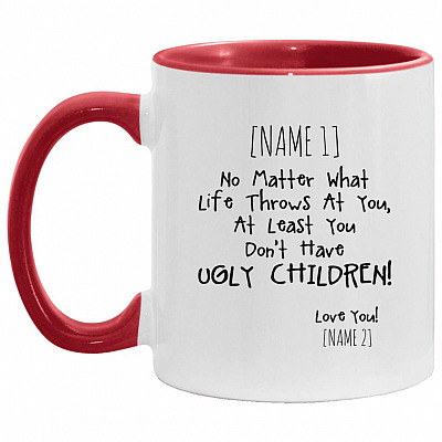 Personalized Accent Mug, White/Red, 11 oz. Accent Mug