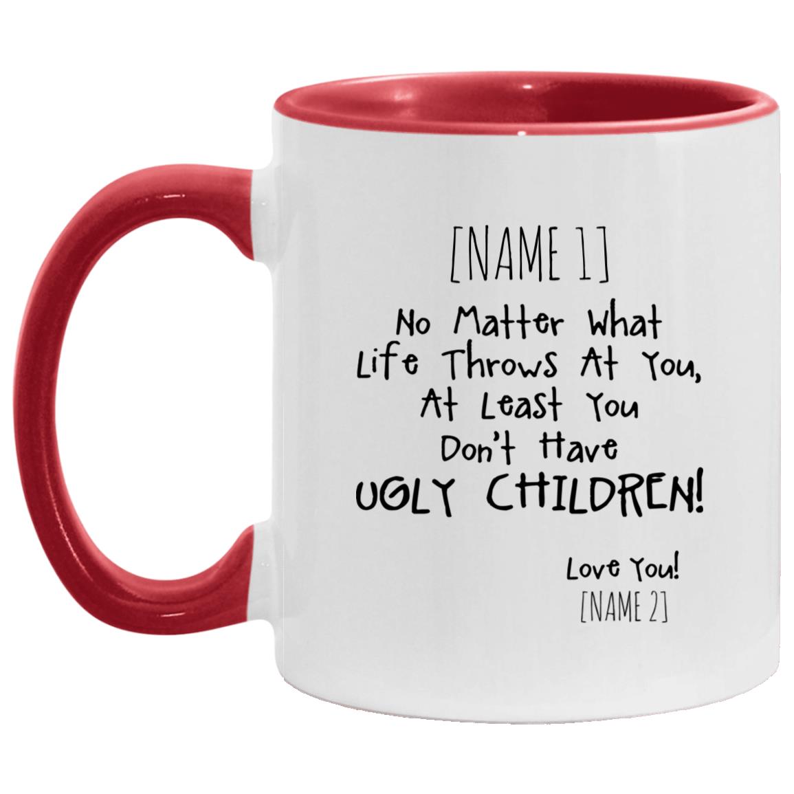 Personalized Accent Mug, White/Red, 11 oz. Accent Mug