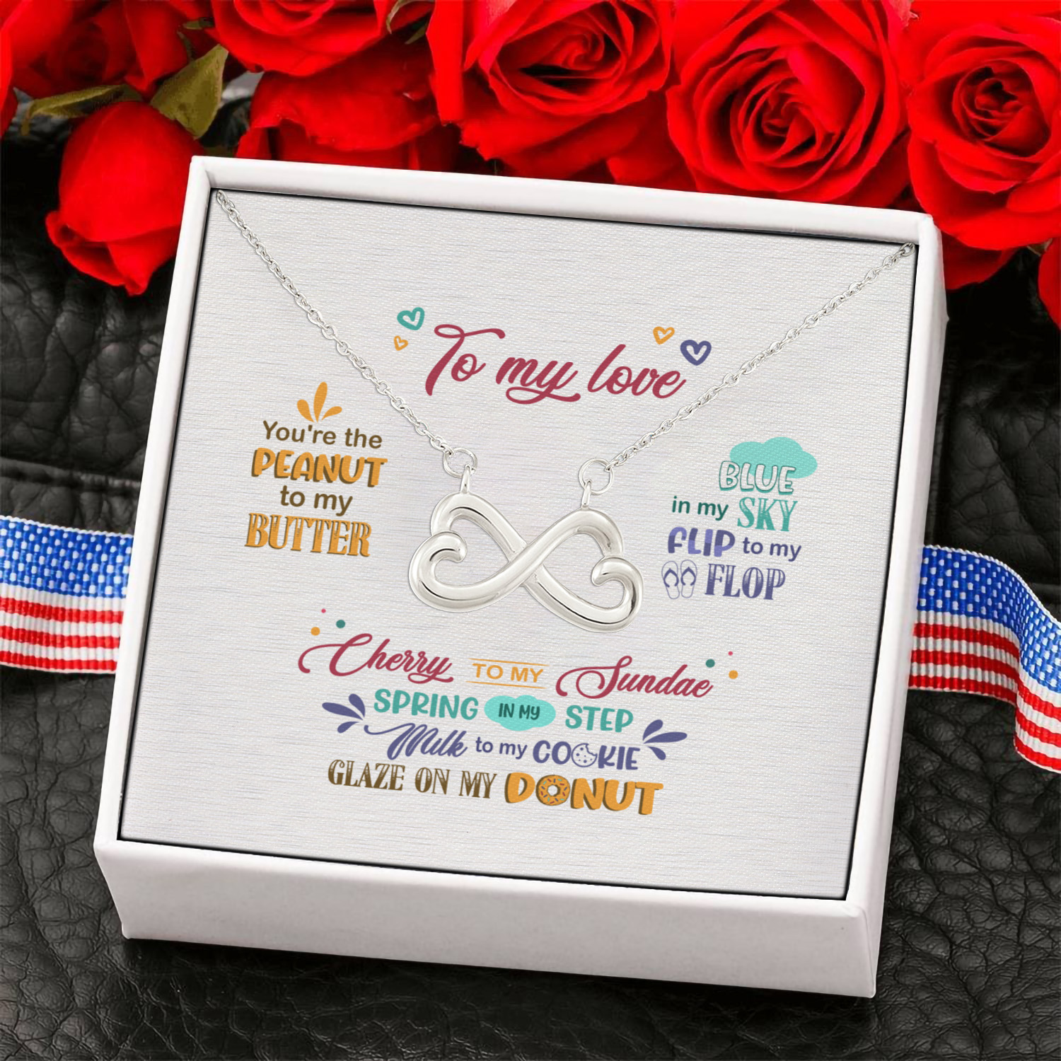3NH. Peanut Butter Message Card (4) Infinity Heart Necklace (Silver) 6
