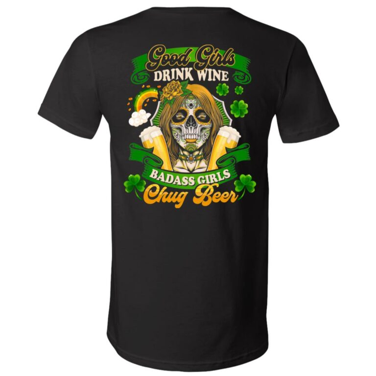 Good Girls Drink Wine Badass Girls, Black, V-Neck T-Shirt