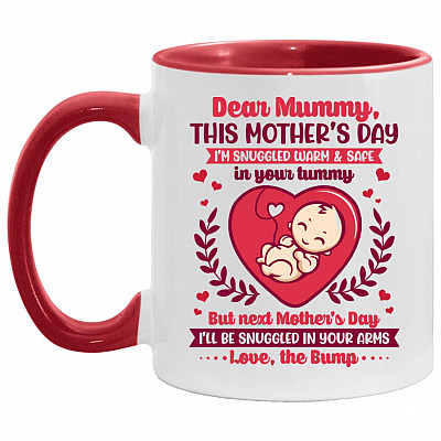 Dear Mummy This Mother's Day, White/Red, 11 oz. Accent Mug