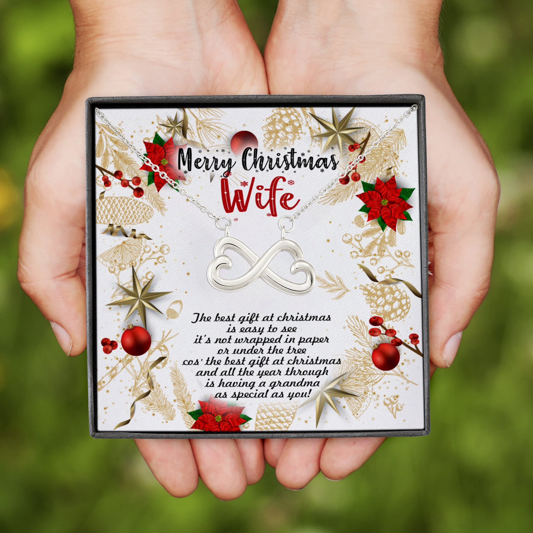 4LV. Mom Best Gift.wife Infinity Heart Necklace (Silver)