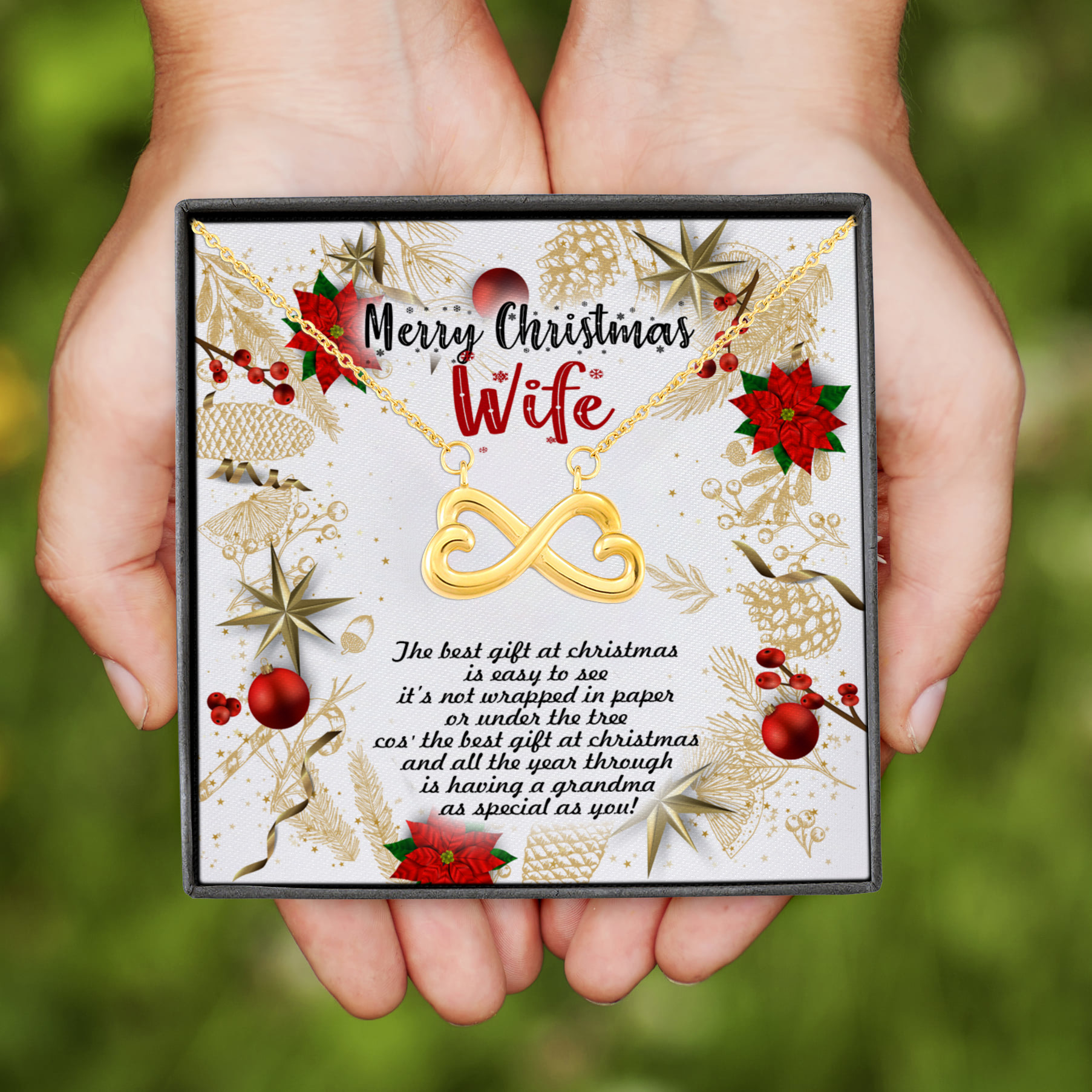 4LV. Mom Best Gift.wife Infinity Heart Necklace (Gold)