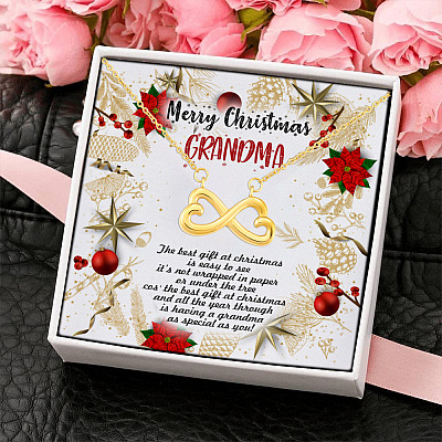 Merry Christmas Grandma the Best Gift at Christmas Is Easy to See Infinity Hearts Pendant Necklace Gifts