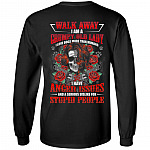 Walk Away I Am A Grumpy Old Lady I Love Dogs More Than Humans I Have Anger Issues Print On Back Only Hoodie, Black, Long Sleeve