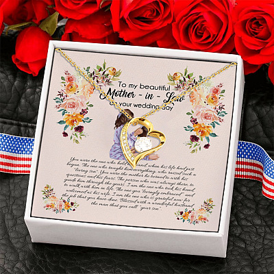 To My Mother in Law Thank You for Raising the Man of My Dreams Forever Love Pendant Necklace