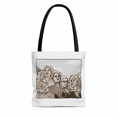 MT Nasty Notorious RBG Ginburg Clinton Elizabeth Warren Michelle Obama Feminist Moutain Over Print Tote Bag