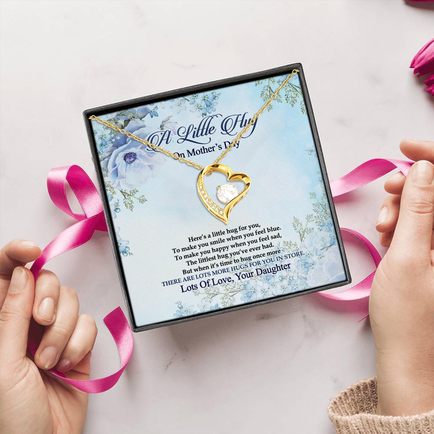 1N.A Little Hug On Mother's Day - Daughter Forever Love Necklace (Gold) 5