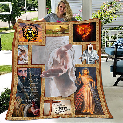 Alternative view of I Am The Light Of The World Whoever Follows Me Will Not Walk In Darkness But Will Have The Light Of Life Fleece Blanket