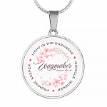 Waymaker Light In The Darkness Miracle Worker Promise Keeper Circle Pendant Necklace - Circle Luxury Necklace (Silver)