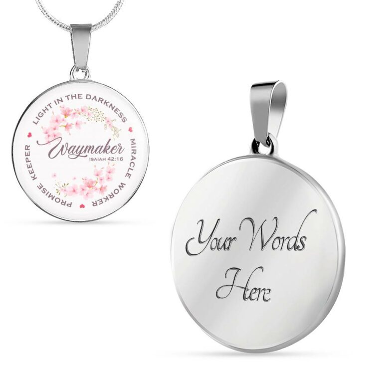 Waymaker Light In The Darkness Miracle Worker Promise Keeper Circle Pendant Necklace - Circle Luxury Necklace (Silver)