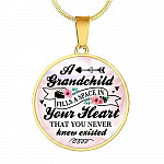 A Grandchild Fills A Space In Your Heart That You Never Knew Existed Circle Pendant Necklace - Circle Luxury Necklace (Gold Plated)
