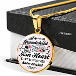 A Grandchild Fills A Space In Your Heart That You Never Knew Existed Circle Pendant Necklace - Circle Luxury Necklace (Gold Plated)