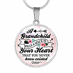 A Grandchild Fills A Space In Your Heart That You Never Knew Existed Circle Pendant Necklace - Circle Luxury Necklace (Silver)