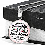 A Grandchild Fills A Space In Your Heart That You Never Knew Existed Circle Pendant Necklace - Circle Luxury Necklace (Silver)