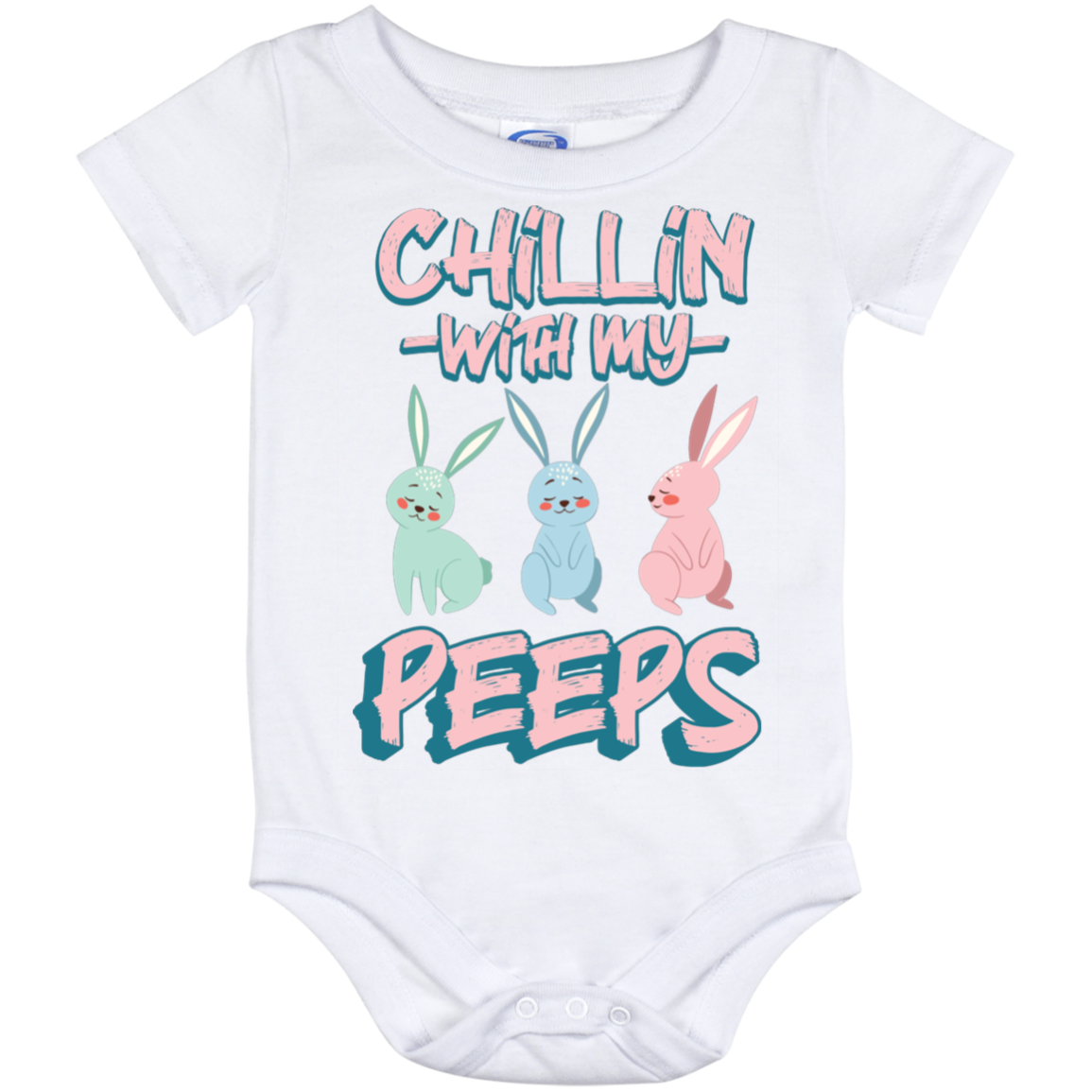 Chillin' With My Peeps Bunny Baby Onesie - Baby Infant Bodysuit, White, Baby Onesie - 12 Month Chillin' With My Peeps Bunny Baby Onesie - Baby Infant Bodysuit, White, Baby Onesie - 12 Month