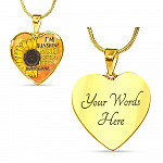 I'm Sunshine Mixed With A Little Hurricane Sunflower Heart Pendant Necklace - Heart Luxury Necklace (Gold Plated)