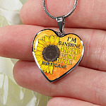 I'm Sunshine Mixed With A Little Hurricane Sunflower Heart Pendant Necklace - Heart Luxury Necklace (Silver)