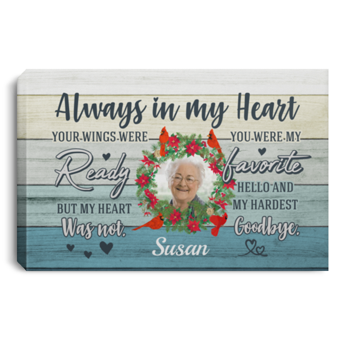 Custom Photo Always In My Heart Your Wings Were Ready Gallery Wrapped Framed Canvas Prints - Unframed Poster, White, 0.75'' Framed Canvas Custom Photo Always In My Heart Your Wings Were Ready Gallery Wrapped Framed Canvas Prints - Unframed Poster, White, 0.75'' Framed Canvas