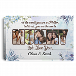 Personalized Photo To Mom To The World You Are A Mother But To Us You Are The World Framed Canvas - Unframed Poster, White, 0.75'' Framed Canvas
