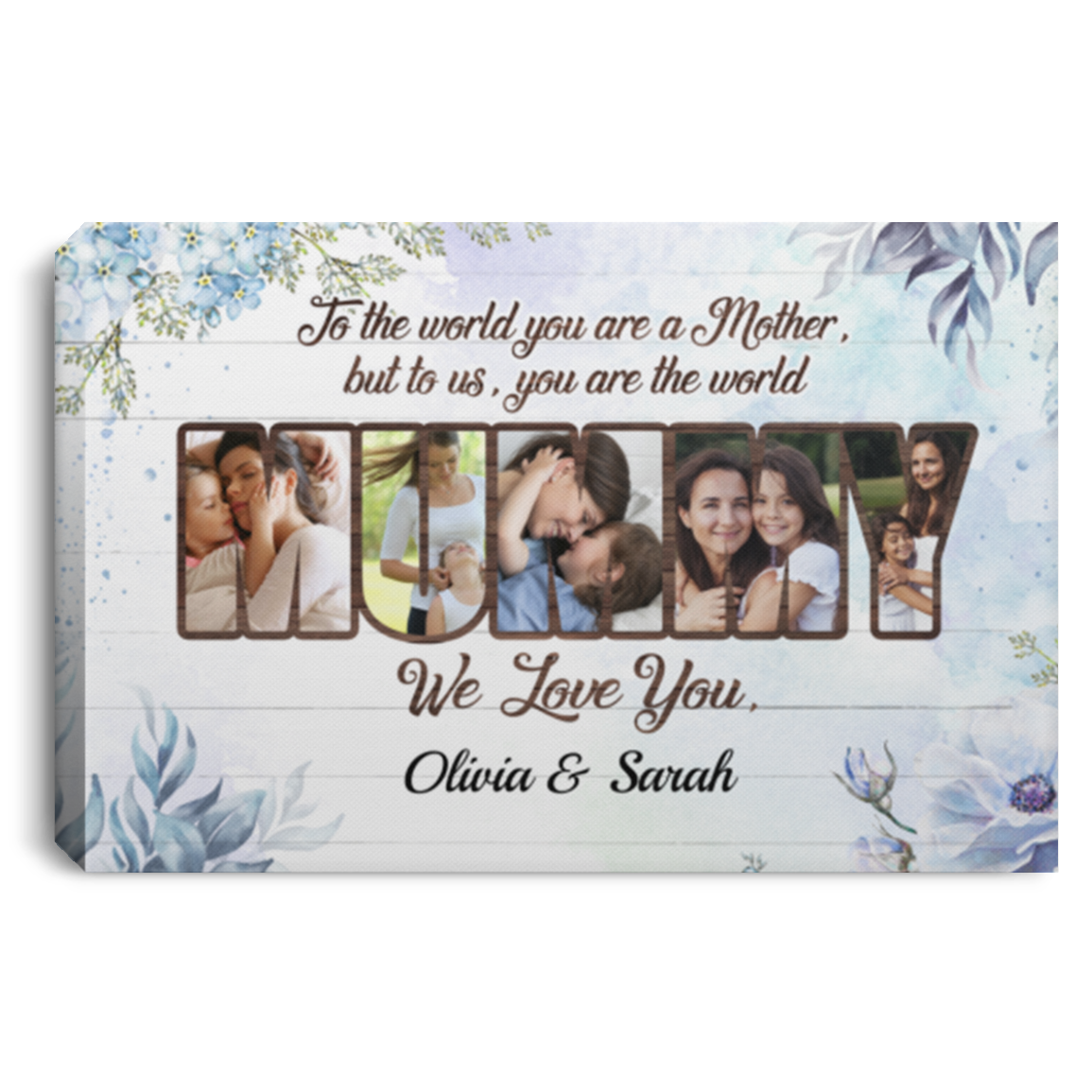 Personalized Photo To Mom To The World You Are A Mother But To Us You Are The World Framed Canvas - Unframed Poster, White, 0.75'' Framed Canvas Personalized Photo To Mom To The World You Are A Mother But To Us You Are The World Framed Canvas - Unframed Poster, White, 0.75'' Framed Canvas