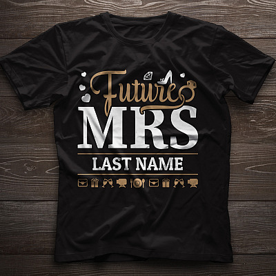 Alternative view of Personalized Future Mrs T-Shirt - V-Neck Shirt - Soon To Be Bride Shirt