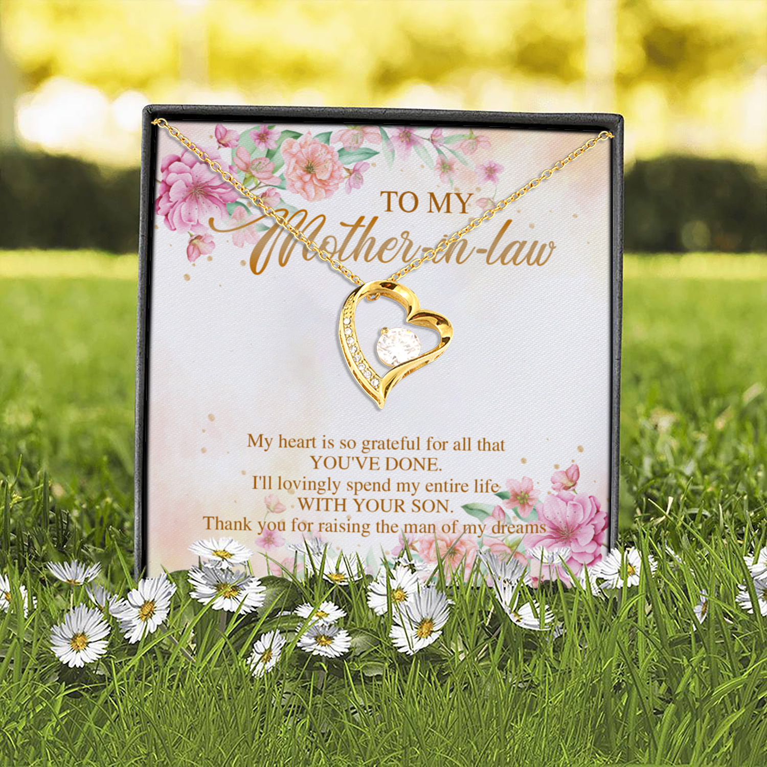 4O. My Mother In Law Necklace Forever Love Necklace (Gold) 2