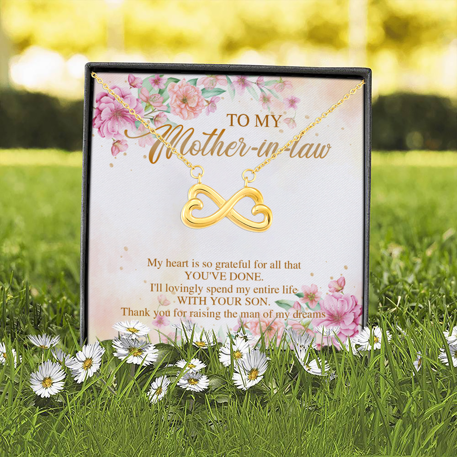 4O. My Mother In Law Necklace Infinity Heart Necklace (Gold) 2