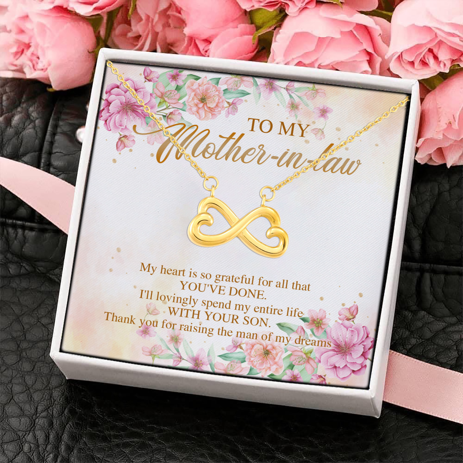 4O. My Mother In Law Necklace Infinity Heart Necklace (Gold) 4