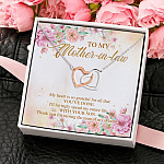 To My Mother in Law My Heart Is so Grateful for All Mother's Day Joined Interlocking Hearts Pendant Necklace