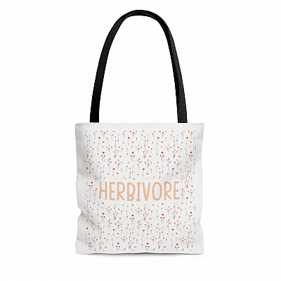 Herbivore Flowers All Over Print Tote Bag - Shoulder Bag - Reusable Grocery Shopping Bag - Vegan Gifts