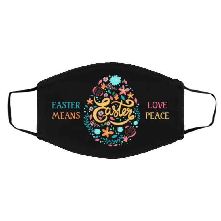 Happy Easter, Black, Cloth Face Cover – Medium/Large