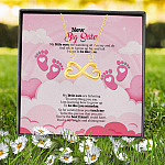 New Big Sister My Little Eyes Are Watching All You Say And Do Infinity Heart Pendant Necklace - New Big Sister Gifts
