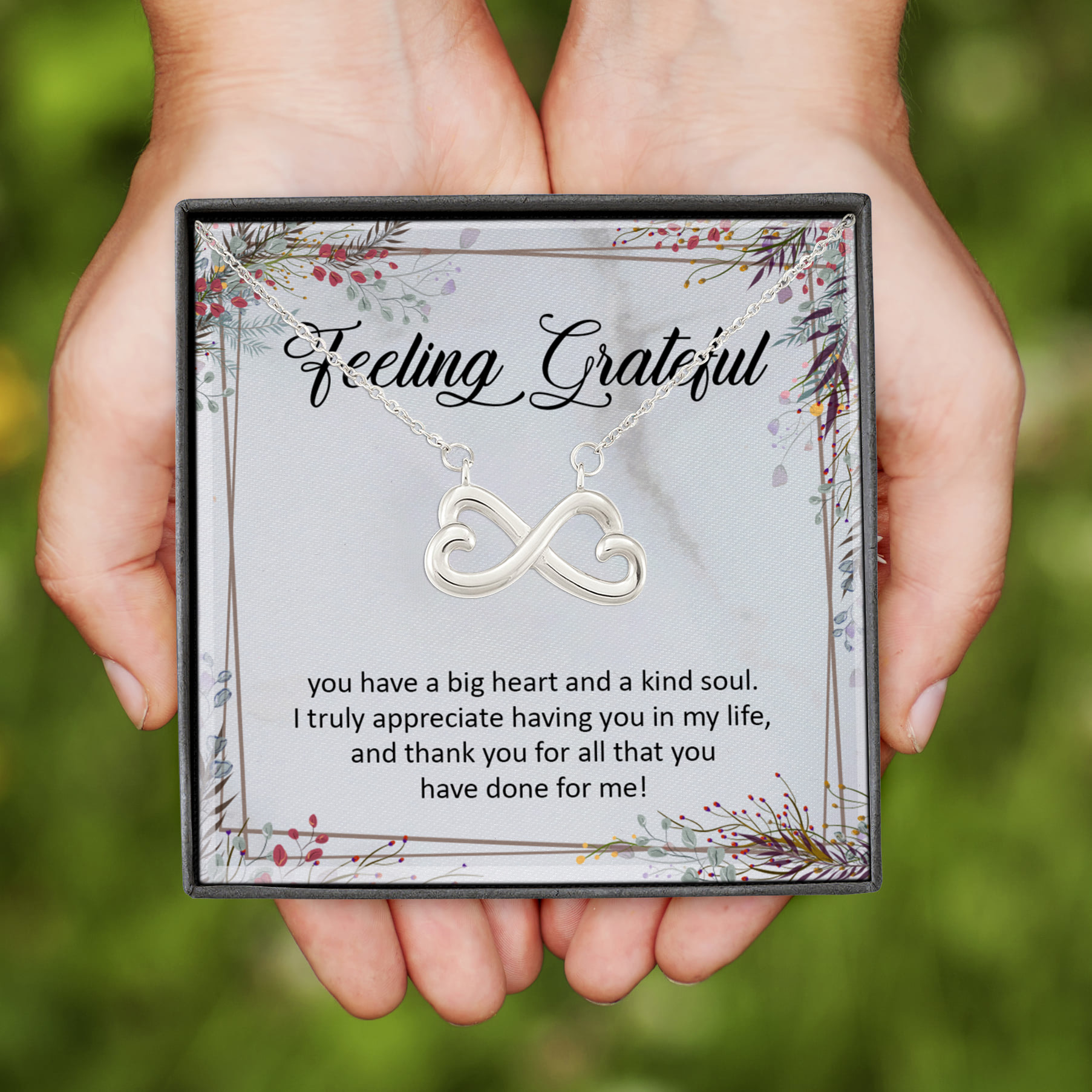 3NH. Feeling grateful(5) Infinity Heart Necklace (Silver)
