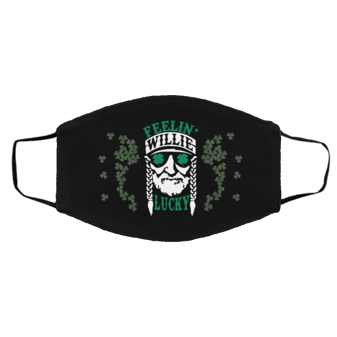 Willie Lucky St Pat, White, Cloth Face Cover – Medium/Large Willie Lucky St Pat, White, Cloth Face Cover – Medium/Large