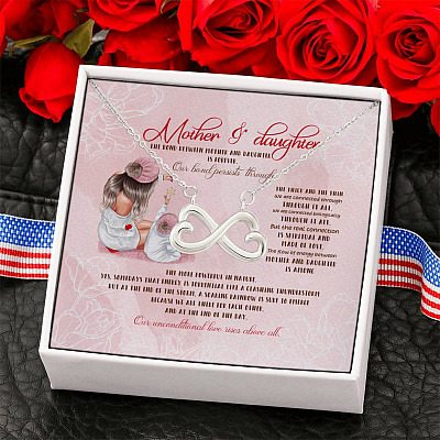 Alternative view of The Bond Between Mother and Daughter Is Forever Mother Daughter Gift Infinity Heart Pendant Necklace