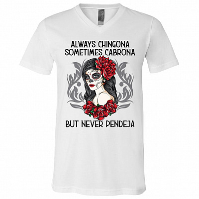 Mexican Girl Shirt, White, V-Neck T-Shirt