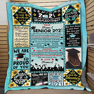 Alternative view of Personalized Senior 2021 You Entered The World You Graduate During Global Pandemic Graduation Fleece Blanket