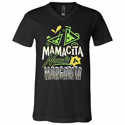 Mamacita Needs, Black, V-Neck T-Shirt