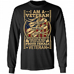 I Am A Veteran I Love Freedom, Black, Long Sleeve