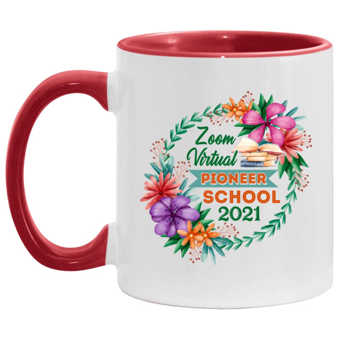 Zoom Virtual Pioneer School, White/Red, 11 oz. Accent Mug